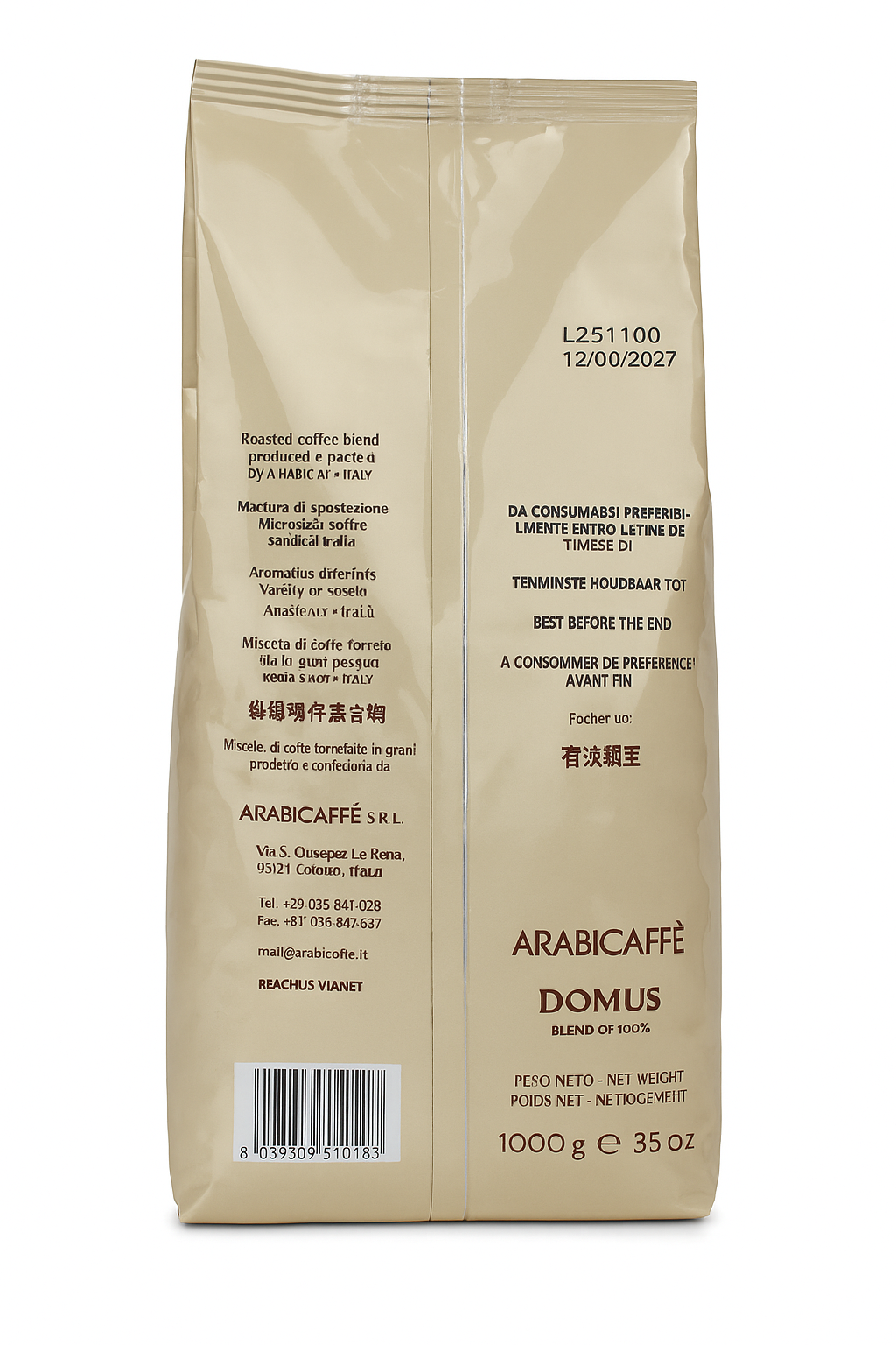 Arabicaffè DOMUS – ganze Bohnen 1 kg