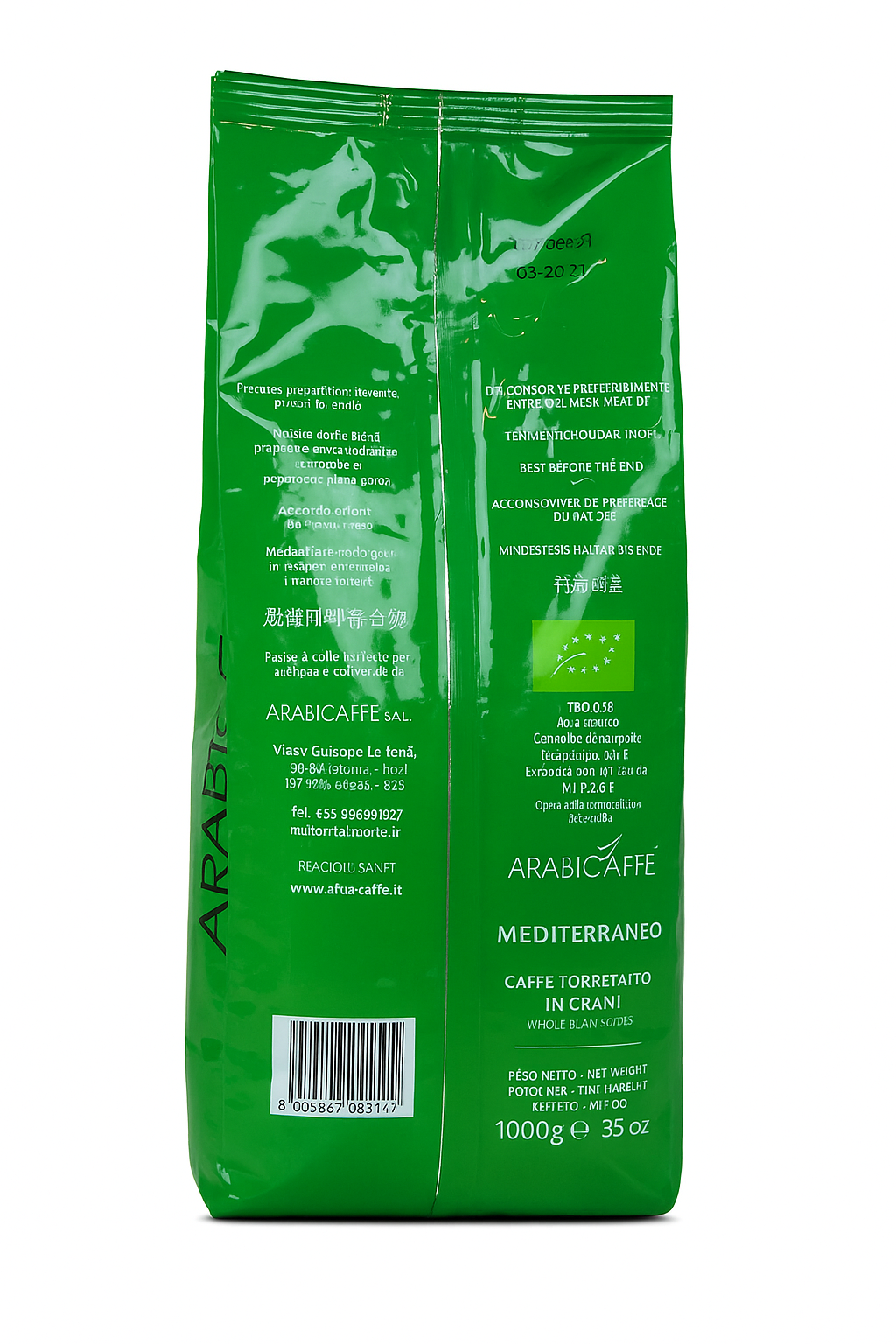 Arabicaffè MEDITERRANEO BIO – ganze Bohnen 1 kg