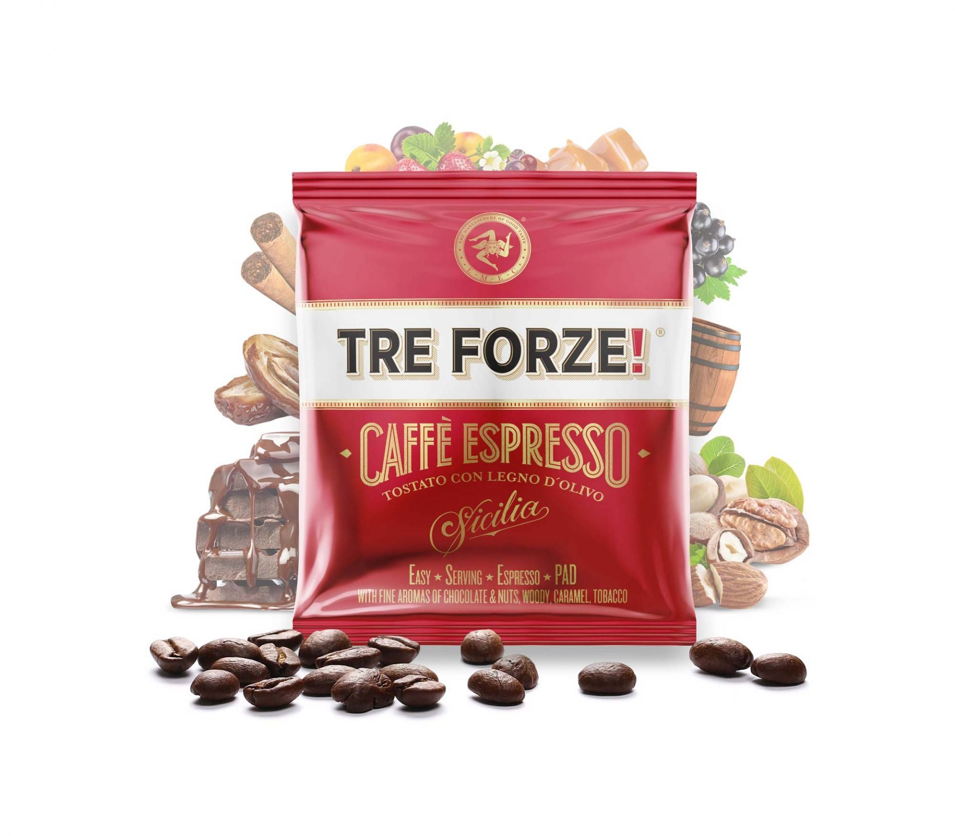 TRE FORZE! - Caffè Espresso - E.S.E. Pads - 50 Stück je 7g -