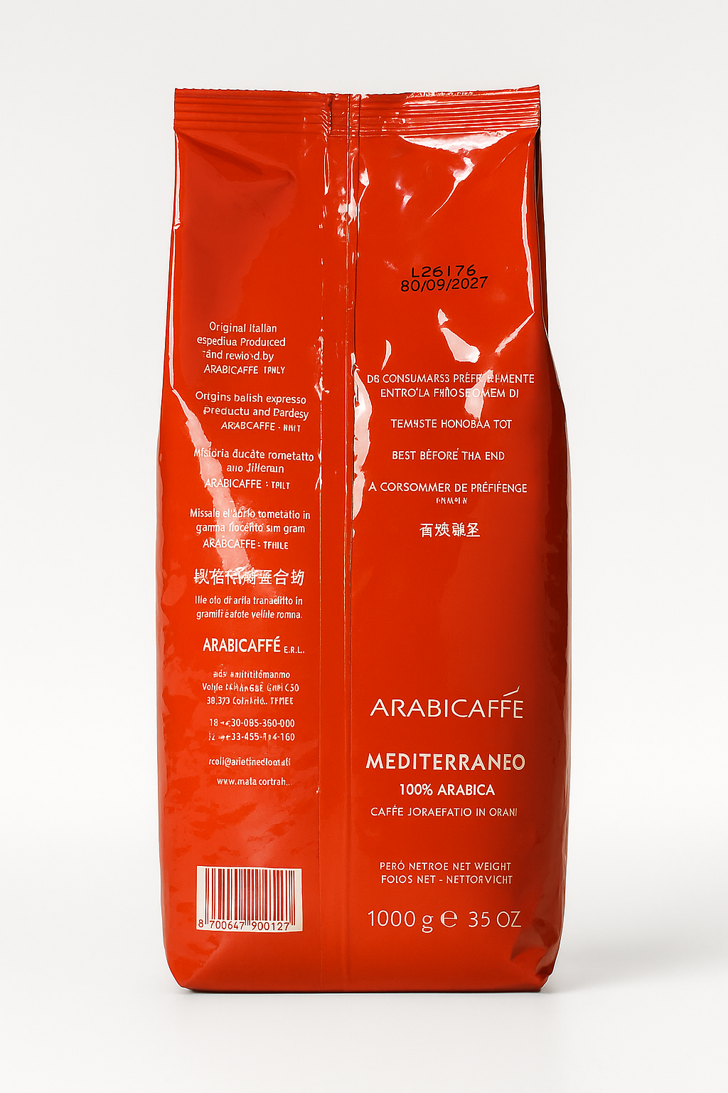 Arabicaffè MEDITERRANEO ROSSO – ganze Bohnen 1 kg
