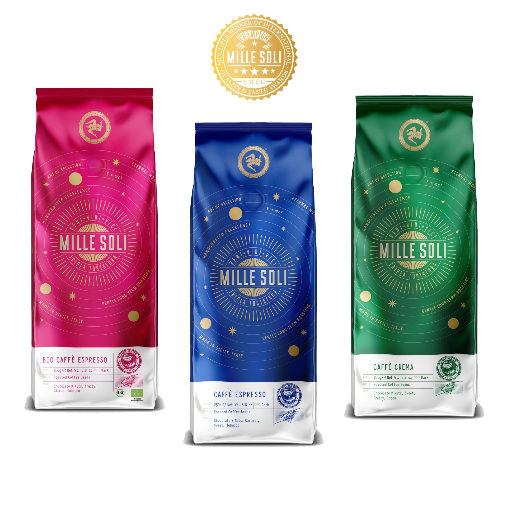 PROBIERSET MILLE SOLI 3 X 250G BOHNEN